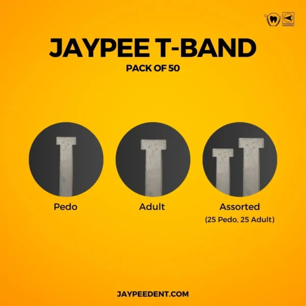 Dental T Band, Pack Of 50, Adult, Pedo and Assorted Sizes