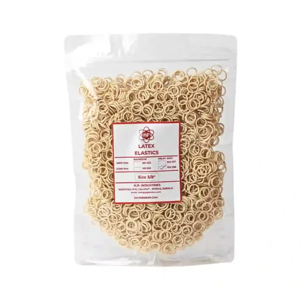 Milky Way Latex Ortho Elastics, Tooth Color, 9.5mm (3/8 inch) Light Force 99.2gms (3.5 Oz), Intra Oral Elastics