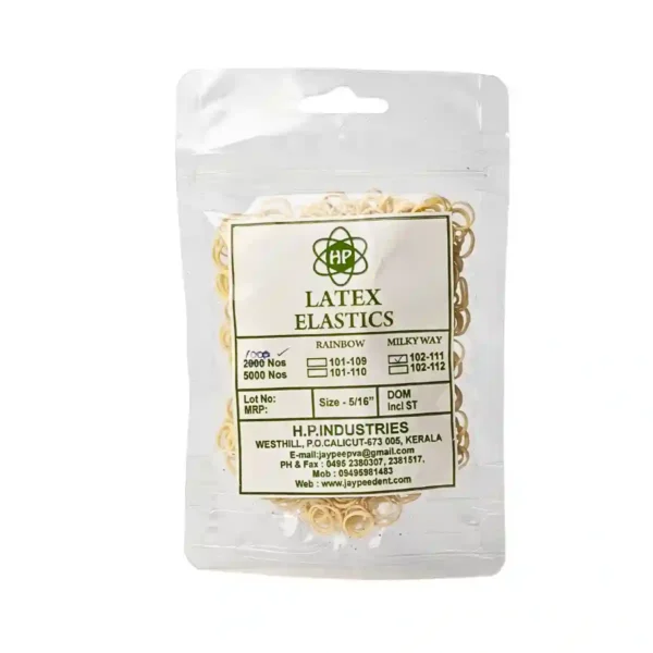 Milky Way Latex Ortho Elastics, Tooth Color, 7.9mm (5/16 inch), Light Force 99.2gms (3.5 Oz), Intra Oral Elastics