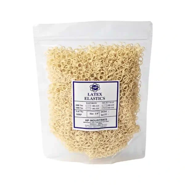 Milky Way Latex Ortho Elastics, Tooth Color, 6.3mm (1/4 inch), Light Force 99.2gms (3.5 Oz)