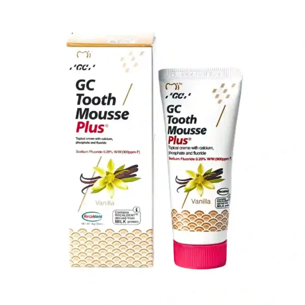 GC Tooth Mousse Plus, Topical Creme with Bioavailable Calcium, Phosphate and Fluoride, Vanila Flavour