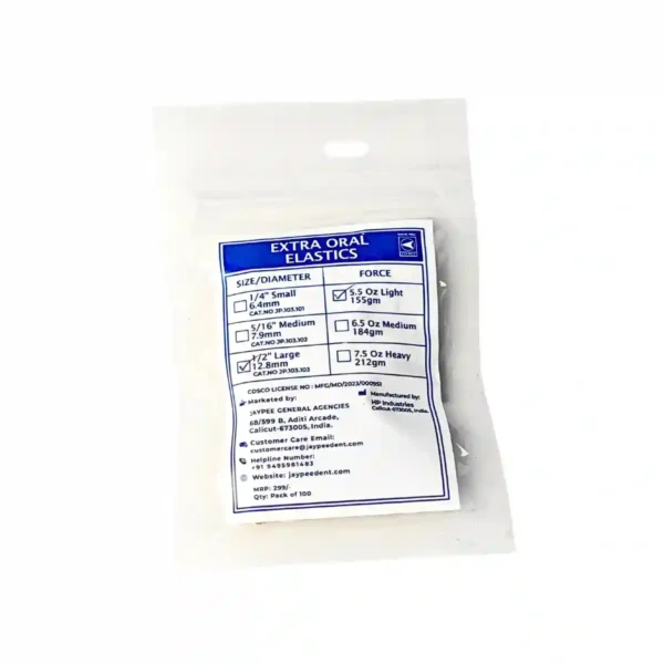 Extra Oral Elastics, Natural Color, 12.8mm (1/2 inch), Pack Of 100
