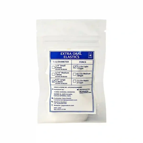 Extra Oral Elastics, Natural Color, 12.8mm (1/2 inch), Pack Of 100, Force 5.5 Oz