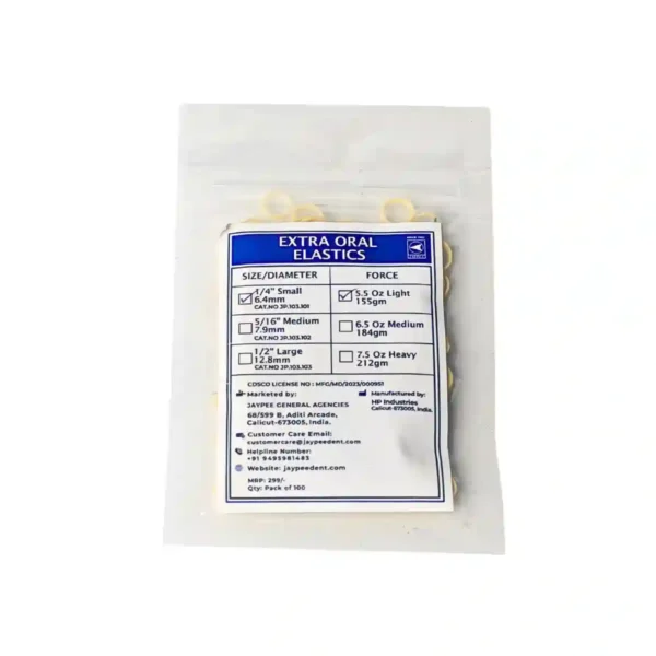 Extra Oral Elastics, Natural Color, 6.4mm (1/4 inch), Pack Of 100