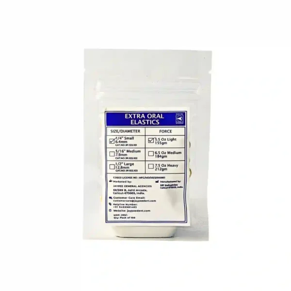 Extra Oral Elastics, Natural Color, 6.4mm (1/4 inch), Pack Of 100, Force 5.5 Oz