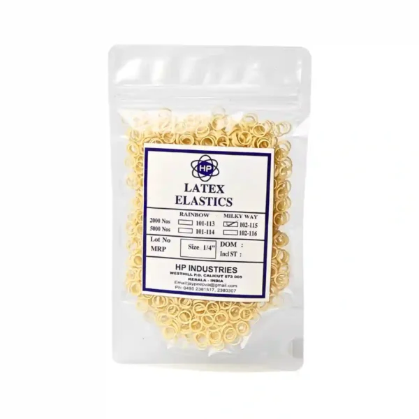 Milky Way Latex Ortho Elastics, Tooth Color, 6.3mm (1/4 inch), Heavy Force 184.27gms (6.5 Oz), Intra Oral Elastics