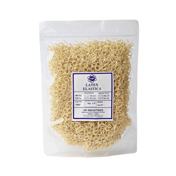 Milky Way Latex Ortho Elastics, Tooth Color, 6.3mm (1/4 inch), Heavy Force 184.27gms (6.5 Oz)