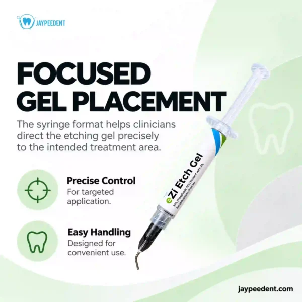 Jaypee Dent eZi Etch Gel 37% Phosphoric Acid Etchant with 2% Benzalkonium Chloride, Dental Etching Gel for Enamel & Dentin, 3g and 25g Syringe