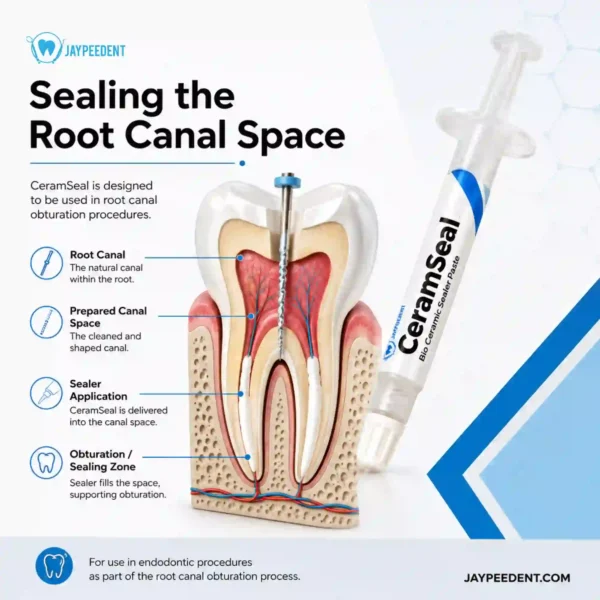 Jaypee Dent CeramSeal Bio Ceramic Sealer Paste, Endodontic Root Canal Sealer for Permanent Obturation, 2g Syringe