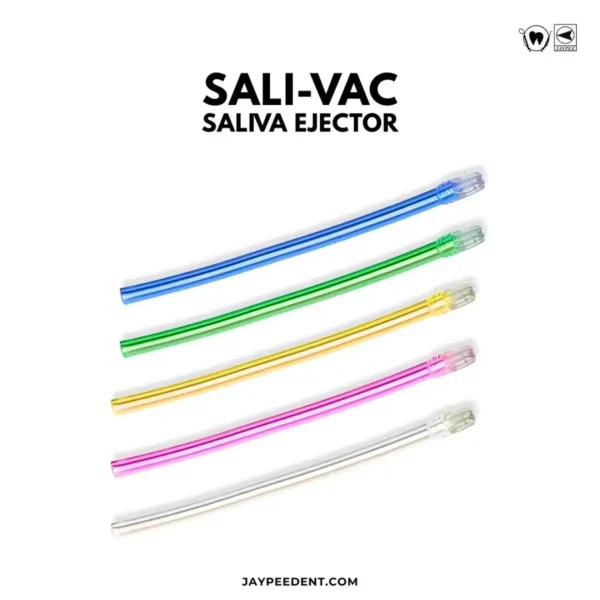 Sali-Vac Saliva Ejector Tips, Pack of 100, Transparent, Pink, Yellow, Blue, Green Colors
