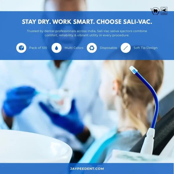 Sali-Vac Saliva Ejector Tips, Pack of 100, Transparent, Pink, Yellow, Blue, Green Colors