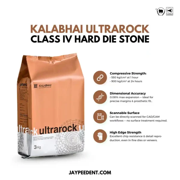 Featurezs Of Kalabhai Ultrarock Die Stone Class Iv, For C&Amp;B Master Model, Inlays And Onlays, 3 Kg
