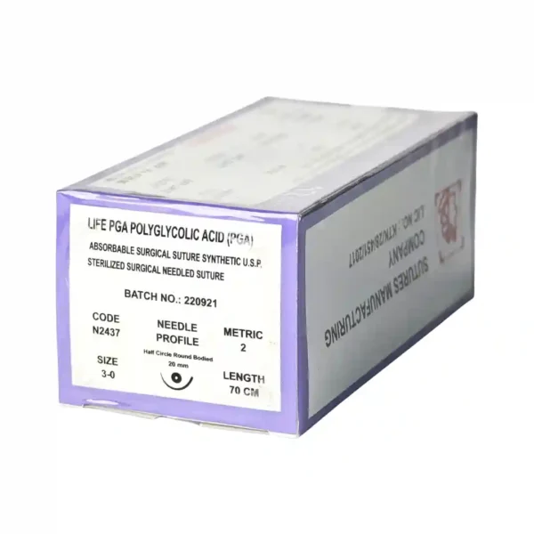 Life Pga Polyglycolic Acid, Absorbable Surgical Suture Synthetic Usp, Sterilized Surgical Needled Suture, Size 3-0, Metric 2