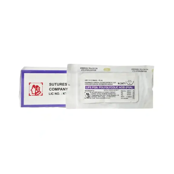 Life Pga Polyglycolic Acid, Absorbable Surgical Suture Synthetic Usp, Sterilized Surgical Needled Suture, Size 3-0, Metric 2