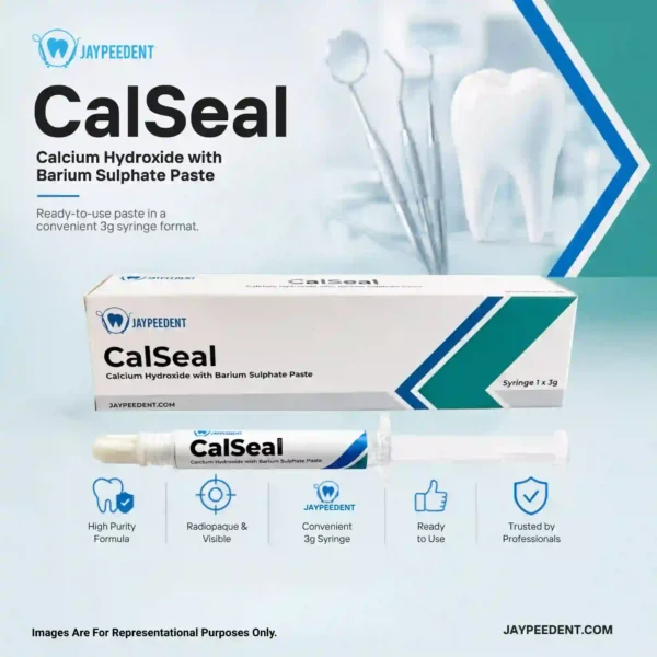 Jaypee Dent CalSeal Calcium Hydroxide with Barium Sulphate Paste, Endodontic Root Canal Dressing Material, 1 x 3g Syringe