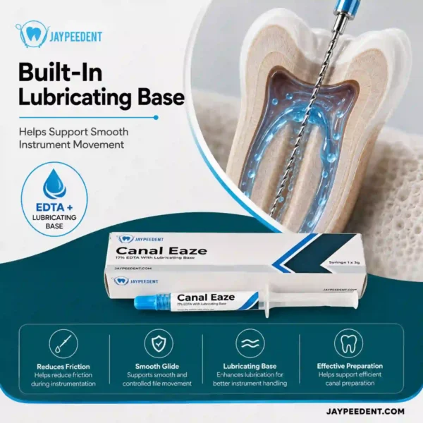 Jaypee Dent Canal Eaze 17% EDTA with Lubricating Base, Endodontic Root Canal Chelating & Lubricating Gel, 3g Syringe