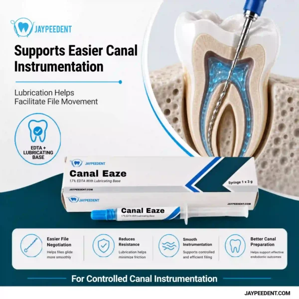 Jaypee Dent Canal Eaze 17% EDTA with Lubricating Base, Endodontic Root Canal Chelating & Lubricating Gel, 3g Syringe
