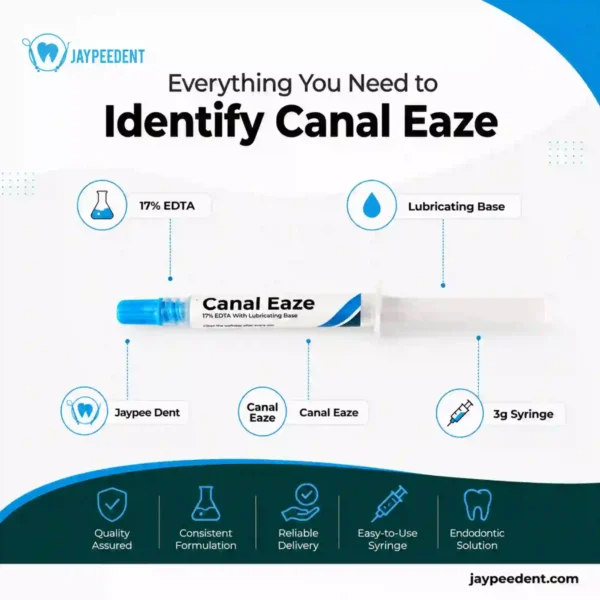 Jaypee Dent Canal Eaze 17% EDTA with Lubricating Base, Endodontic Root Canal Chelating & Lubricating Gel, 3g Syringe