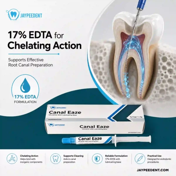 Jaypee Dent Canal Eaze 17% EDTA with Lubricating Base, Endodontic Root Canal Chelating & Lubricating Gel, 3g Syringe