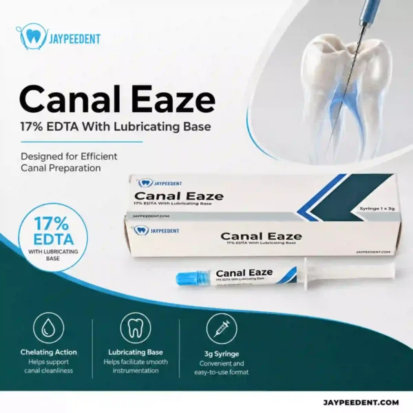 Jaypee Dent Canal Eaze 17% EDTA with Lubricating Base, Endodontic Root Canal Chelating & Lubricating Gel, 3g Syringe
