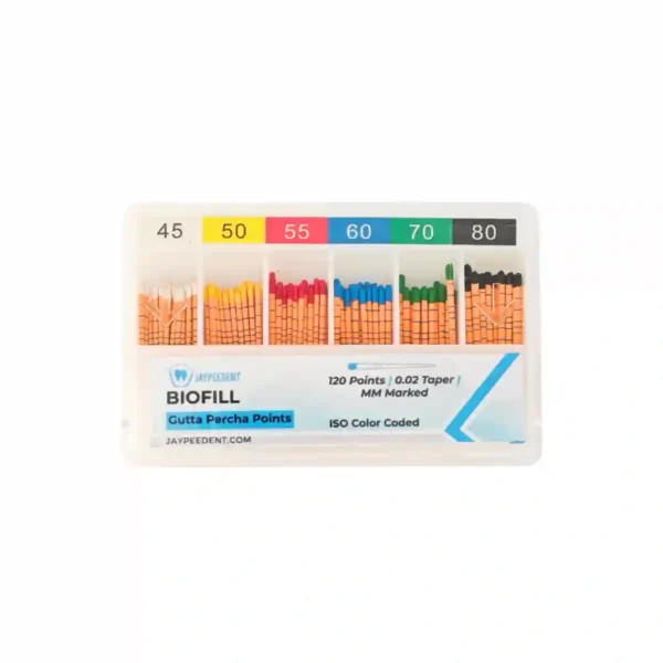 Jaypee Biofill Gutta Percha Points, 0.02 Taper,mm Marked, ISO Color Coded
