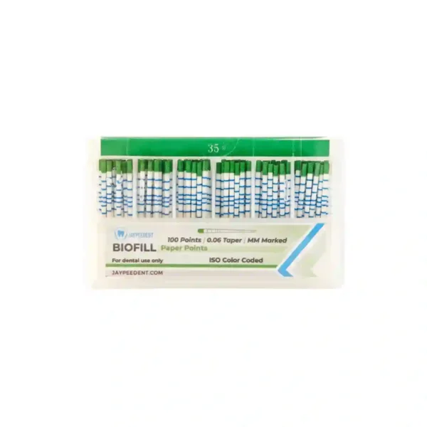 Jaypee Biofill Absorbent Paper Points, 0.06 Taper, mm Marked, ISO Color Coded