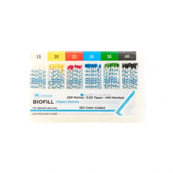 Jaypee Biofill Absorbent Paper Points, 0.02 Taper, mm Marked, ISO Color Coded