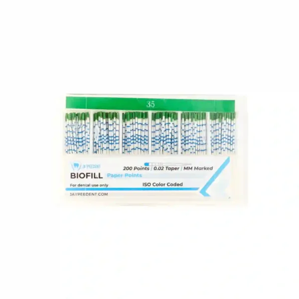Jaypee Biofill Absorbent Paper Points, 0.02 Taper, mm Marked, ISO Color Coded