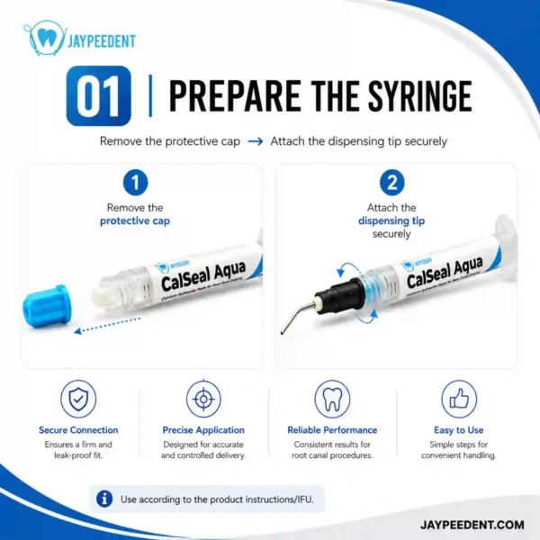 Jaypee Dent Calseal Aqua Calcium Hydroxide Paste for Root Canal Dressing, Endodontic Dental Material, 1 x 3g Syringe