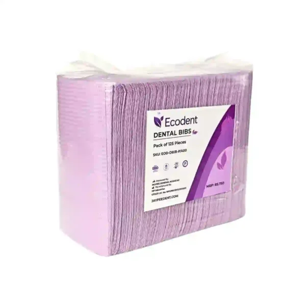 Ecodent Dental Bibs Pack Of 125 Nos, Purple, Pink, Green, Blue