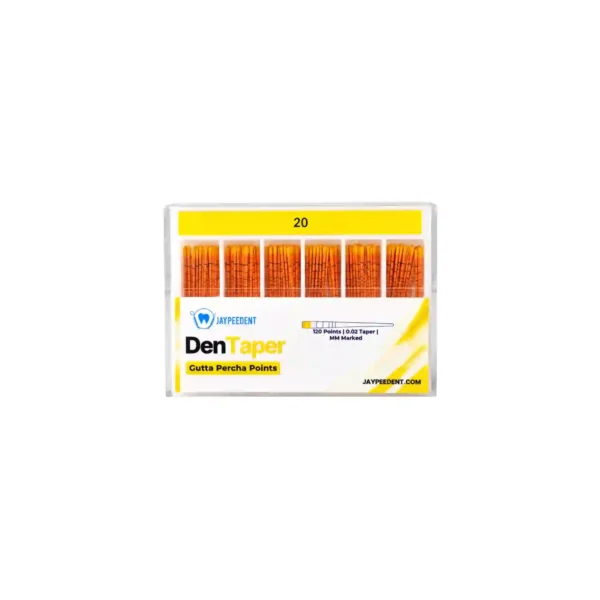 Jaypee Dent Den Taper Gutta Percha Points, 120 Points, 0.02 Taper, MM Marked
