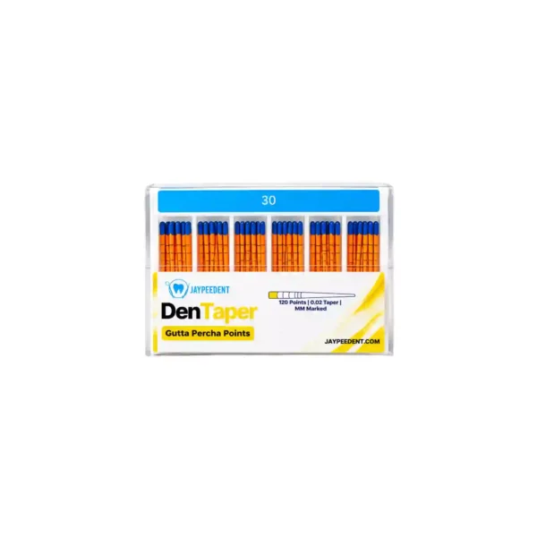 Jaypee Dent Den Taper Gutta Percha Points, 120 Points, 0.02 Taper, MM Marked