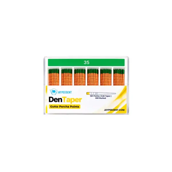 Jaypee Dent Den Taper Gutta Percha Points, 120 Points, 0.02 Taper, MM Marked