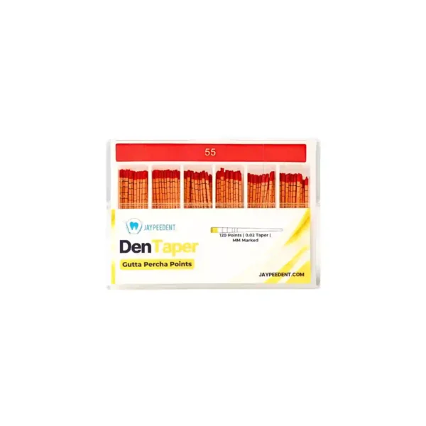 Jaypee Dent Den Taper Gutta Percha Points, 120 Points, 0.02 Taper, MM Marked