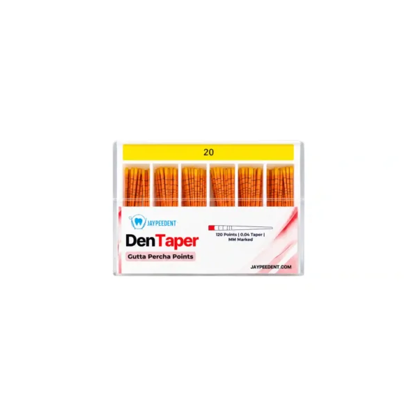 Jaypee Dent Den Taper Gutta Percha Points, 120 Points, 0.04 Taper, MM Marked