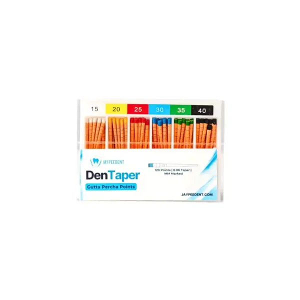 Jaypee Dent Den Taper Gutta Percha Points, 120 Points, 0.06 Taper, MM Marked