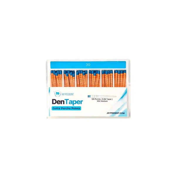 Jaypee Dent Den Taper Gutta Percha Points, 120 Points, 0.06 Taper, MM Marked