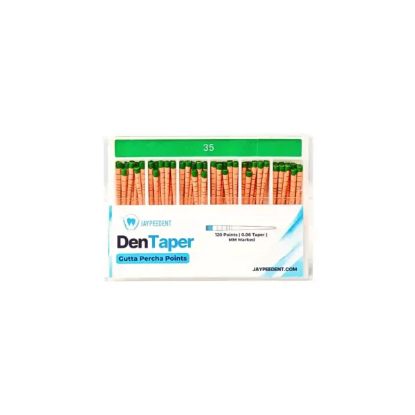 Jaypee Dent Den Taper Gutta Percha Points, 120 Points, 0.06 Taper, MM Marked