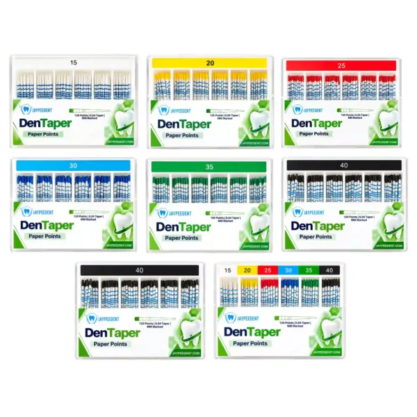 Jaypee Dent DenTaper Paper Points, 120 Points, 0.04 Taper, MM Marked