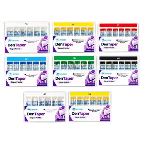 Jaypee Dent DenTaper Paper Points, 200 Points, 0.02 Taper, MM Marked